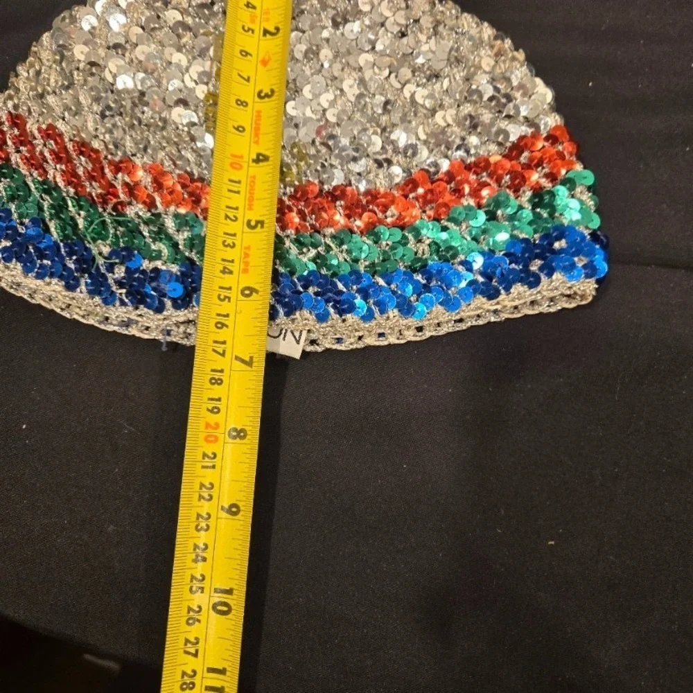 Vtg 70s Halston  Crocheted Sequin Disco Skull Cap